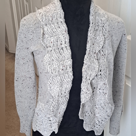 Crocheted & Knit Open Front Cardigan   Size SP - Picture 1 of 7